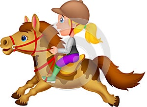 Little girl riding a pony horse