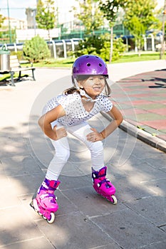 Little girl on roller skates