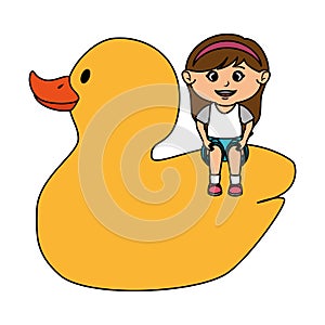 Little girl with rubber ducky toy
