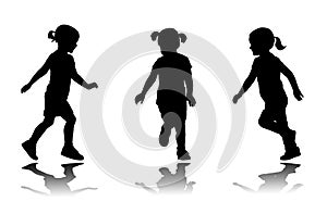 Little girl running silhouettes