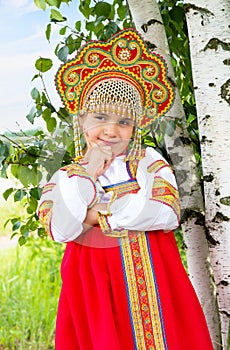 Little girl in Russian national a sundress