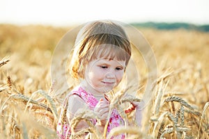 Little girl in rye wheat field