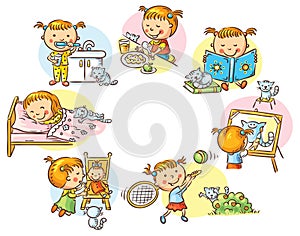 Little girl's daily activities