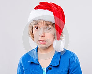 Little girl in santa hat