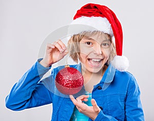 Little girl in santa hat