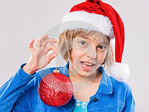 Little girl in santa hat