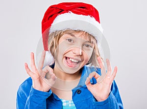 Little girl in santa hat