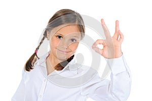 Little girl shows sign okay