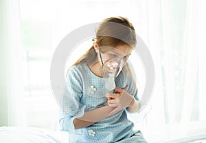 Little girl is sick, using inhaler and heart ache in hospital wa