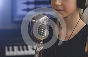 Little girl singing a song.