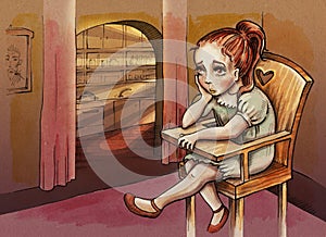 Little girl sitting in a chair