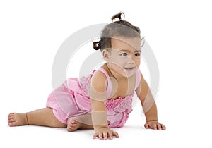 Little girl sitting on the floor