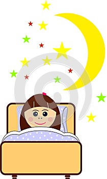 Little girl sleepeng in her bed