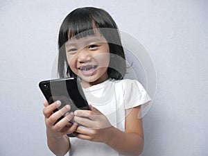 Little Girl With Smart Phone Gadget