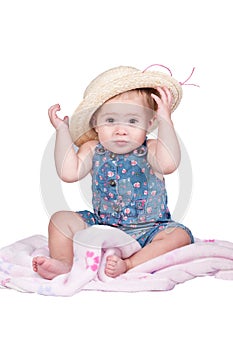 Little girl with straw hat