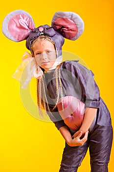 Little girl in the suit of mouse