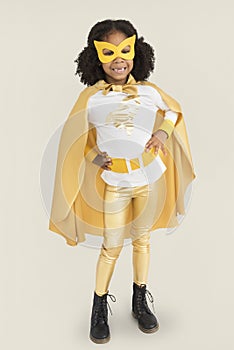 Little Girl Superhero kid Pose Smile Studio photo