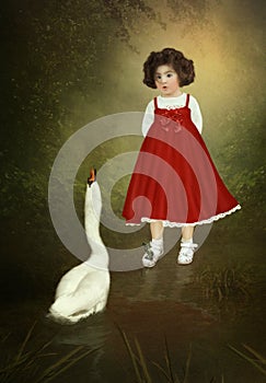 Little girl and the swan