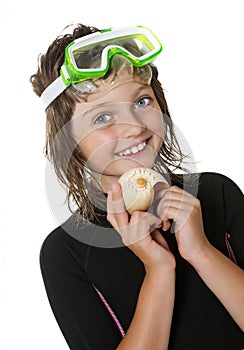 Little girl with swim glasses