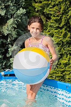 Little girl swimming in pool