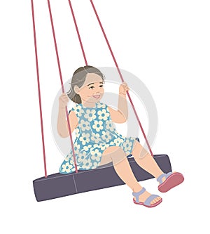 Little Girl Swinging on a Swing