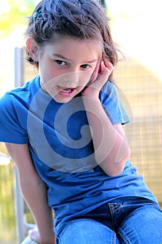 Little girl talking on the cell phone