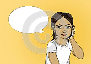 Little girl talking on the phone while holding a mobile