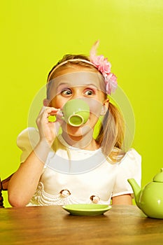 Little girl at tea party