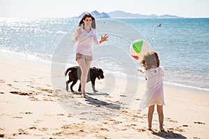 Little girl throwing the ball