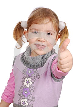 Little girl with thumb up