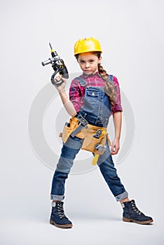 Little girl in tool belt