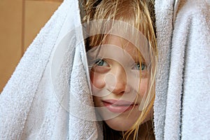 Little girl and towel