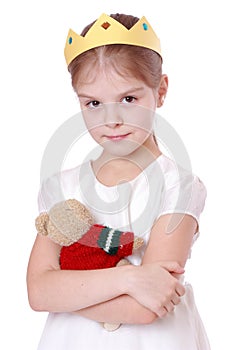 Little girl with toy bear photo