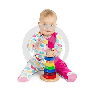 Little Girl with Toy Pyramid