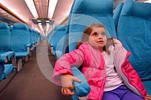 Little girl travel on Shanghai Maglev Train