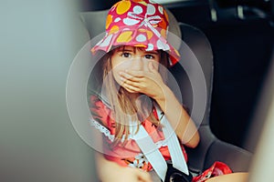 Little Girl Travelling by Car Suffering from Motion Sickness