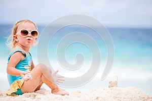 Little girl at tropical beach