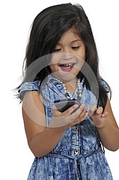 Little Girl Using Cell Phone