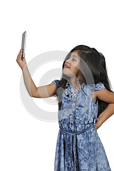 Little Girl Using Cell Phone