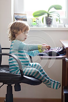 Little Girl Using Computer