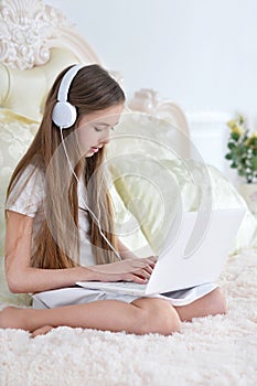 Little girl using computer