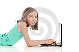 Little girl using laptop