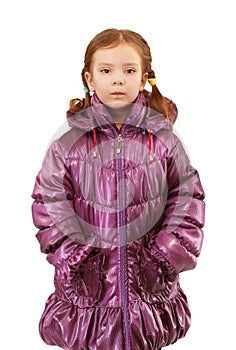 Little girl in warm winter jacket