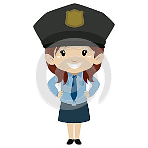 Little Girl wearing a Police uniform Hands on waist