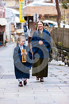 Little girl wearing yukata