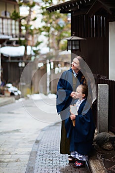 Little girl wearing yukata