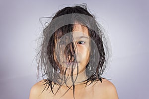Little girl with wet hair