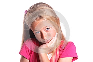 Little girl on white