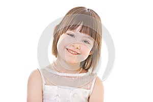 Little girl on white background