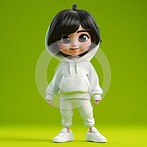 Little Girl in White Hoodie and Sweatpants